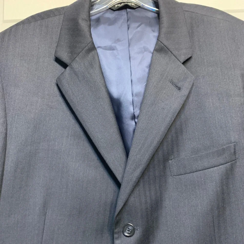 Jos. A. Bank Signature Collection Blazer Size R42 Navy Blue Wool Striped Classic